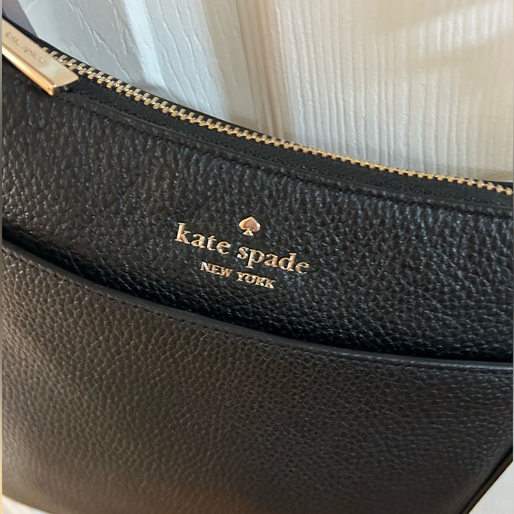 NWT Kate Spade black leather messenger bag!!